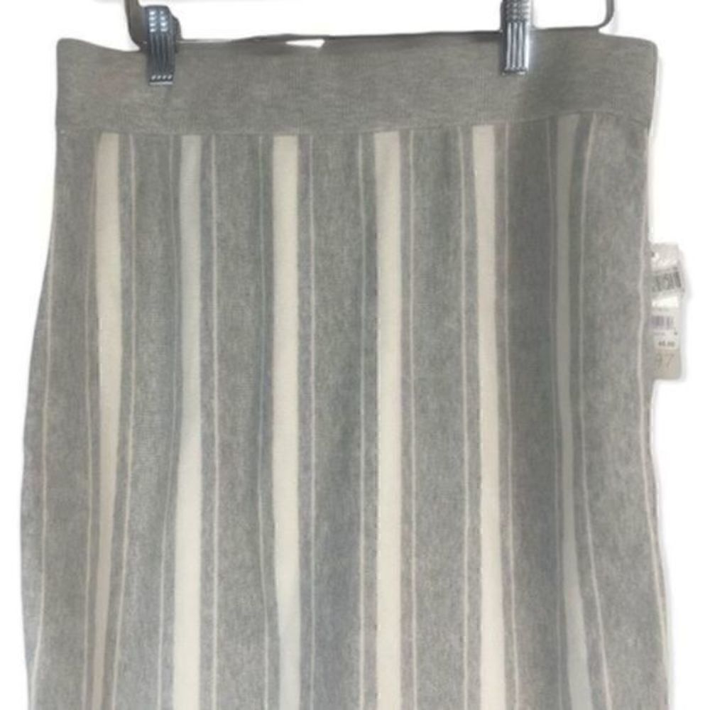 BP Nordstrom Stripe Sweater Skirt Grey Pearl Medium NWT - Picture 5 of 9